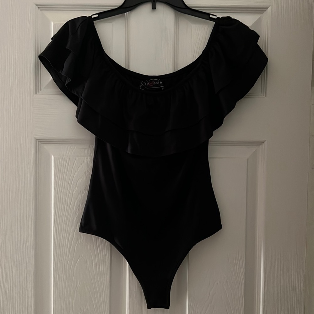 Form Fitted Solid Black Bodysuit